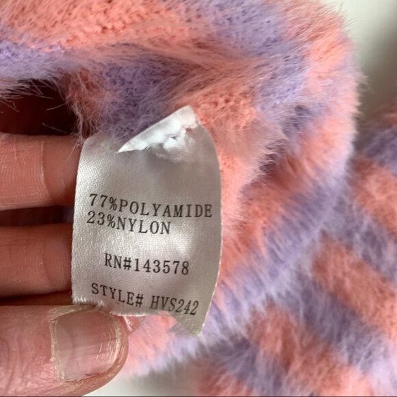 Fashion Nova pink & purple  Striped Cozy Fuzzy Sweater size small - Picture 3 of 8